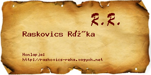Raskovics Réka névjegykártya